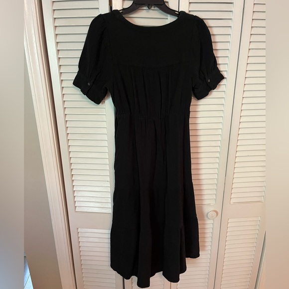Madewell gauze cotton black midi dress - Picture 6 of 6